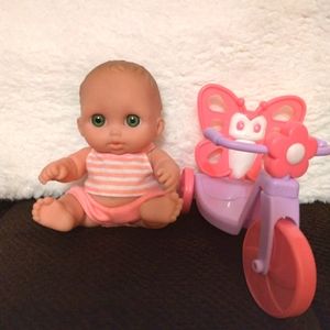 Cute Baby Doll and Pink Tricycle